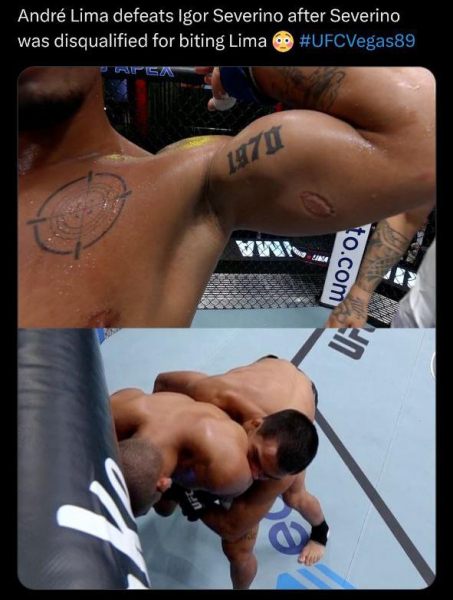 Бразильского бойца уволили из UFC за укус соперника в дебютном поединке